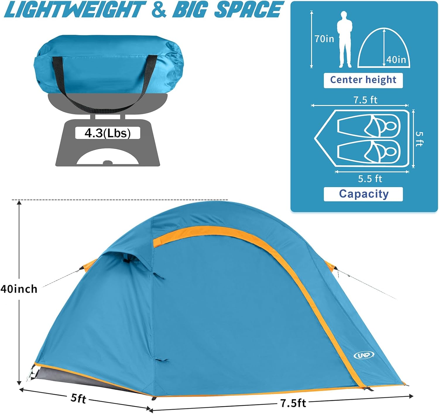 Camping Tent 4 Person, Waterproof Windproof Tent with Rainfly Easy Set up-Portable Dome Tents for Camping - Image 3