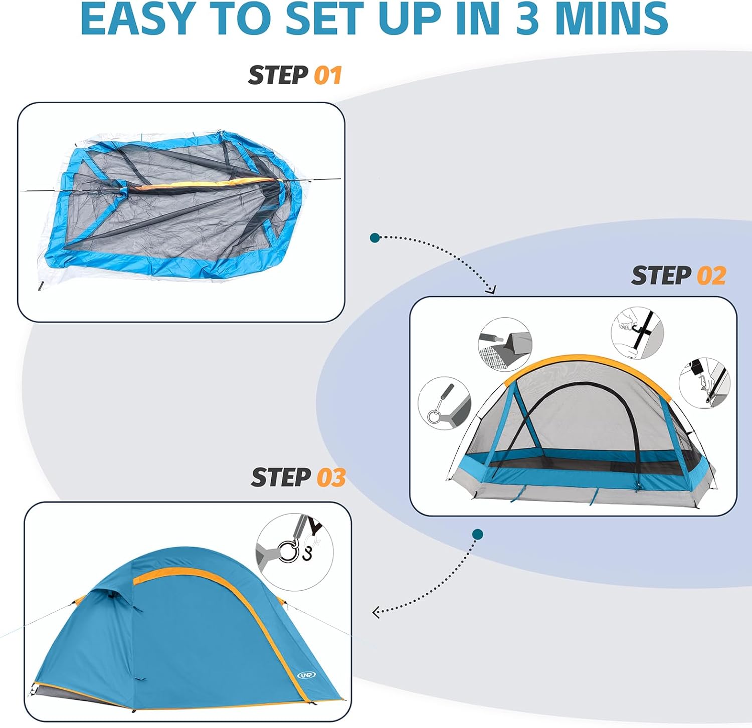 Camping Tent 4 Person, Waterproof Windproof Tent with Rainfly Easy Set up-Portable Dome Tents for Camping - Image 6